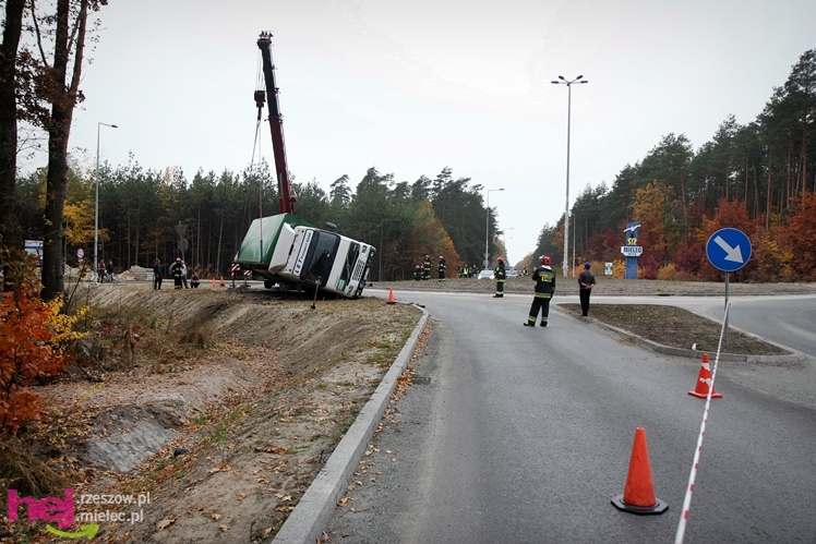 Na drodze wojewódzkiej Mielec - Kolbuszowa wywrócił się TIR wiozący świnie