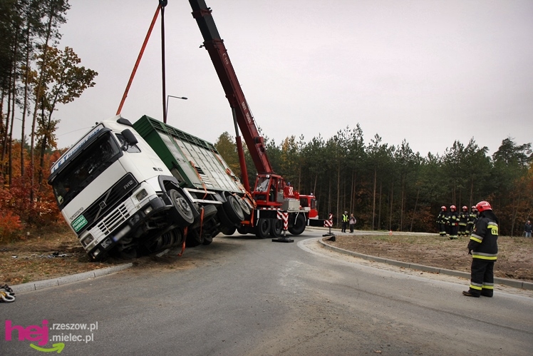 Na drodze wojewódzkiej Mielec - Kolbuszowa wywrócił się TIR wiozący świnie