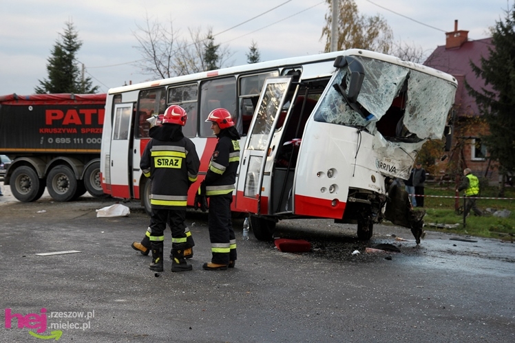 Poważny wypadek w Rzędzianowicach. TIR zderzył się z autobusem