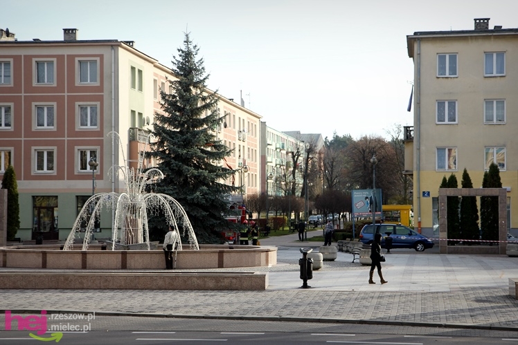 Akcja stawiania choinki na Placu AK w centrum Mielca
