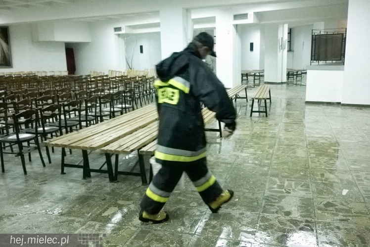 Woda wlała się do dolnego kościoła parafii Ducha Świętego, interweniowali strażacy