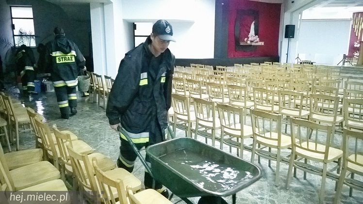 Woda wlała się do dolnego kościoła parafii Ducha Świętego, interweniowali strażacy