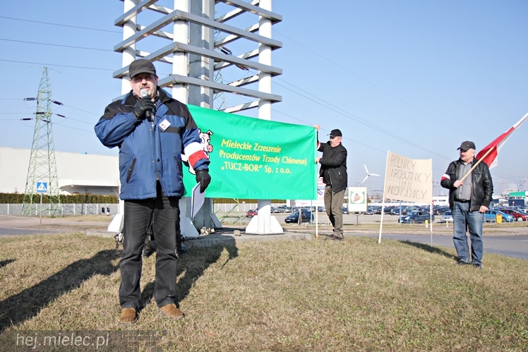 Kilkudziesięciu rolników protestowało na rondzie przy SSE Mielec