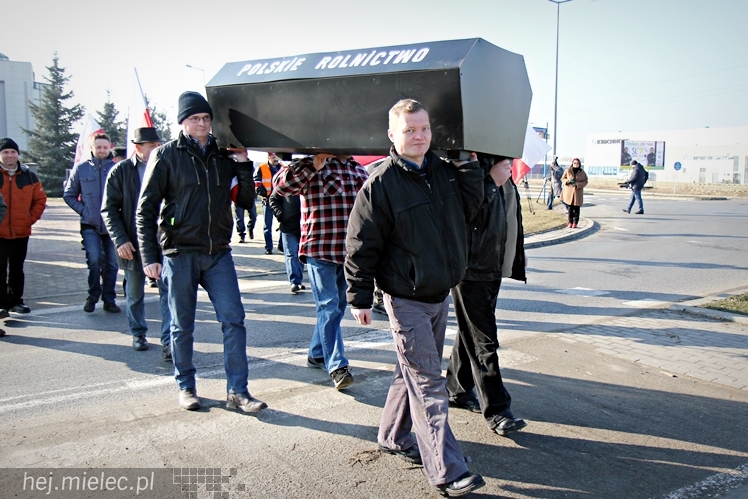 Kilkudziesięciu rolników protestowało na rondzie przy SSE Mielec