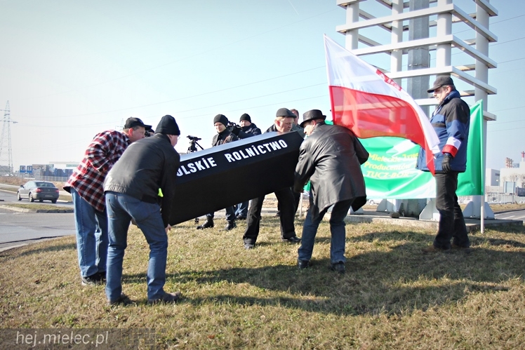 Kilkudziesięciu rolników protestowało na rondzie przy SSE Mielec