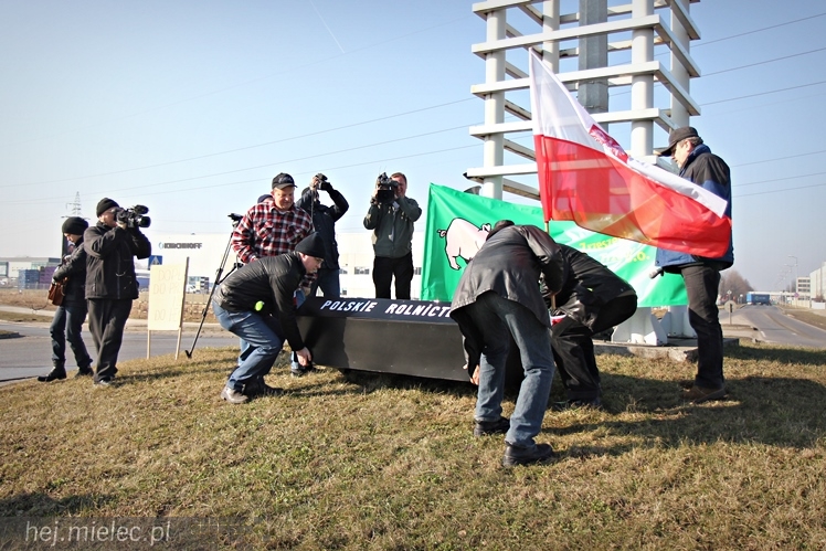Kilkudziesięciu rolników protestowało na rondzie przy SSE Mielec