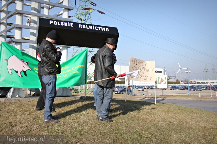 Kilkudziesięciu rolników protestowało na rondzie przy SSE Mielec