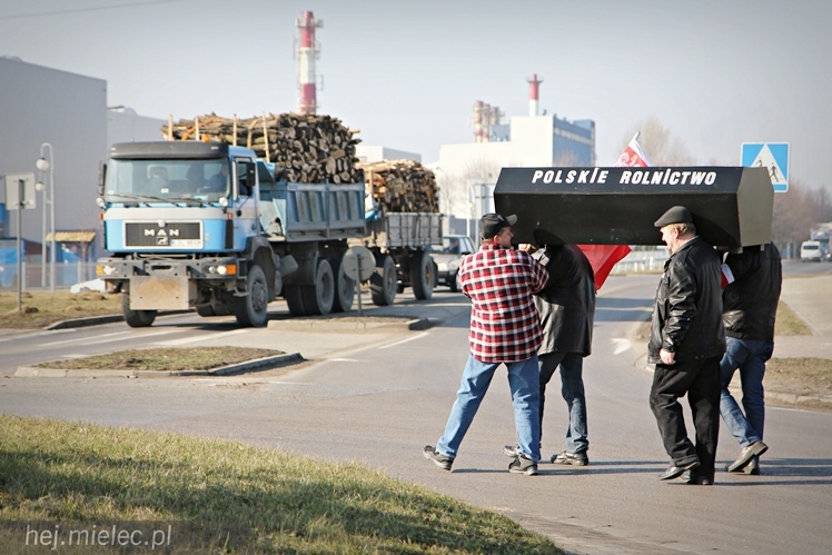 Kilkudziesięciu rolników protestowało na rondzie przy SSE Mielec