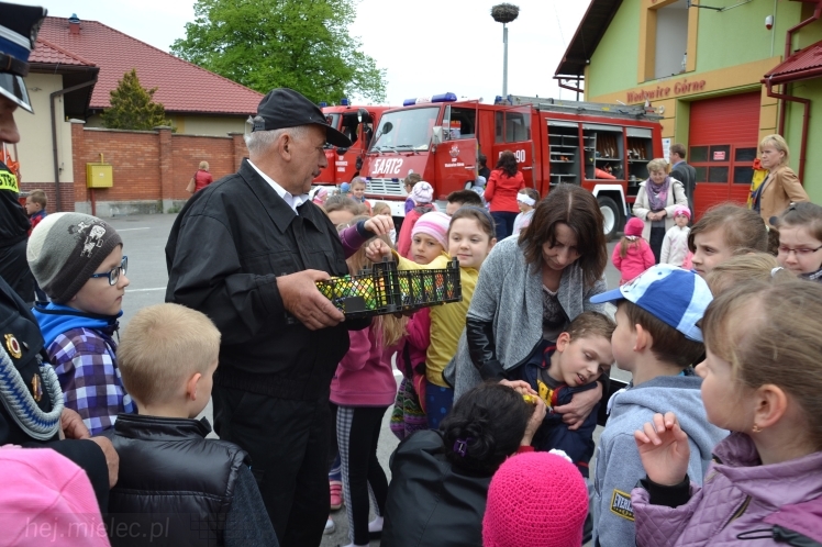 Pokaz strażaków z OSP Wadowice Górne dla uczniów