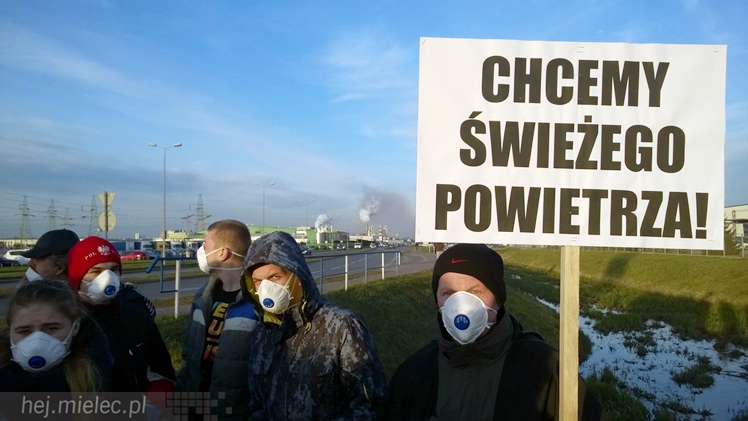 Kilkadziesiąt osób protestowało przeciwko zatruwania powietrza w Mielcu