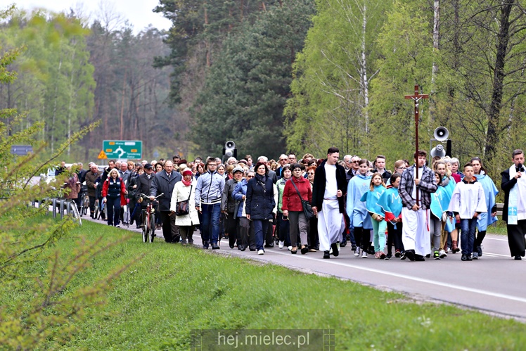 Pielgrzymka i nabożeństwo majowe przy kapliczce na Biesiadce