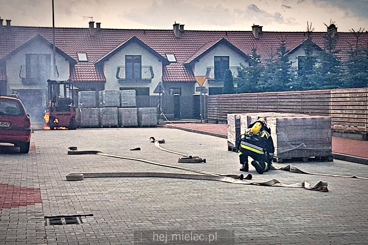 Wybuch wózka widłowego na budowie drogi przy ul. Wyszyńskiego