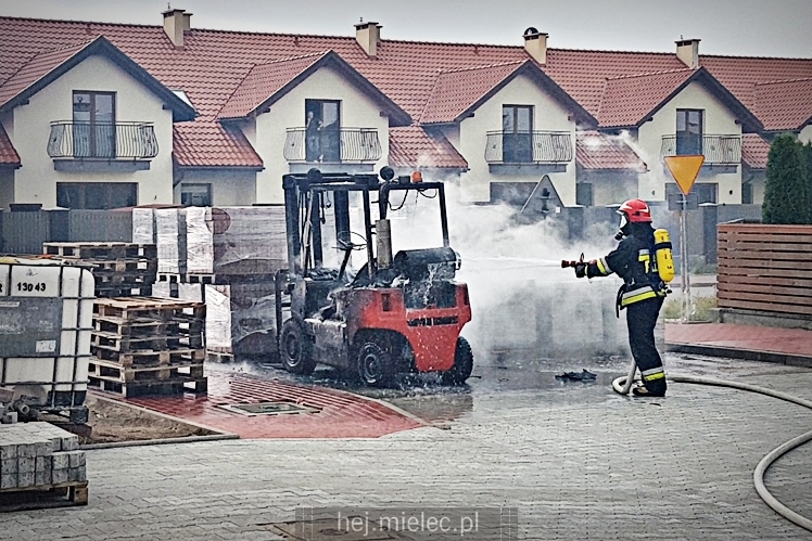 Wybuch wózka widłowego na budowie drogi przy ul. Wyszyńskiego