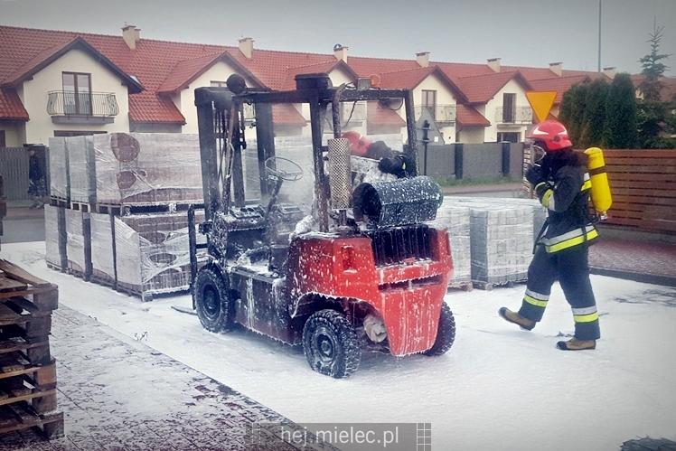 Wybuch wózka widłowego na budowie drogi przy ul. Wyszyńskiego