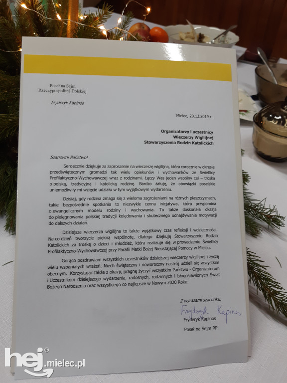 Stowarzyszenie Rodzin Katolickich przygotowało wieczerzę dla podopiecznych