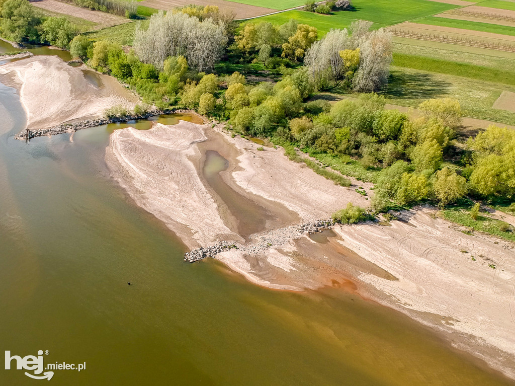 Niski poziom Wisły w powiecie mieleckim - kwiecień 2020