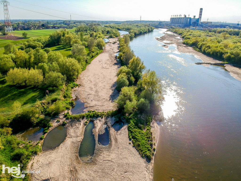 Niski poziom Wisły w powiecie mieleckim - kwiecień 2020