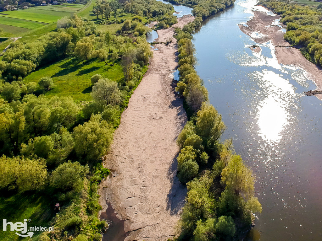 Niski poziom Wisły w powiecie mieleckim - kwiecień 2020