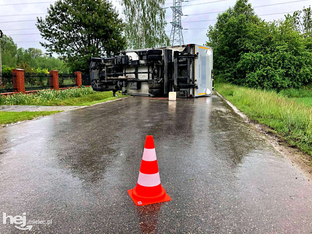 Przewrócony dostawczak w Ostrówku