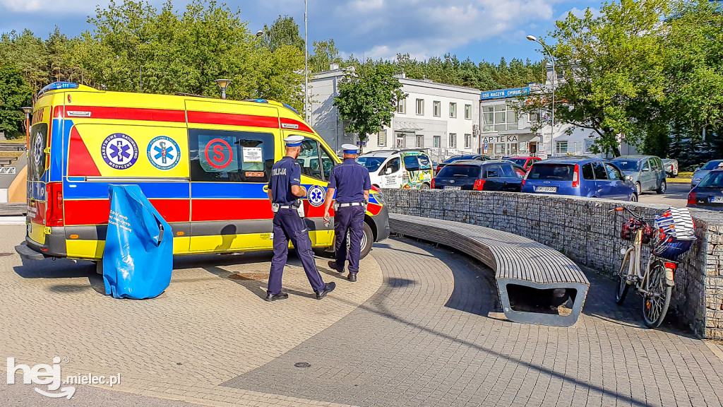 Wypadek w centrum miasta. Autobus MKS i rowerzystka