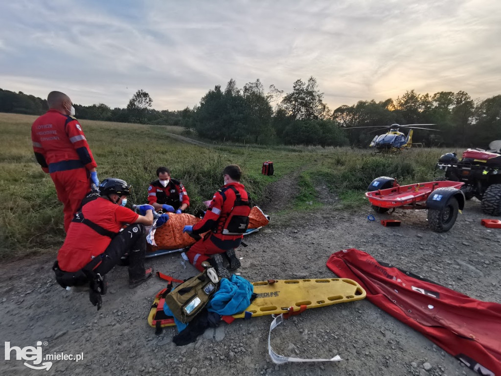 Śmigłowiec LPR do szpitala. Transport rannego spod Krynicy