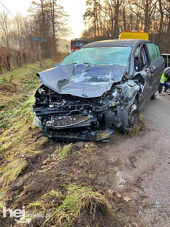 Czołowe zderzenie autobusu i osobówki