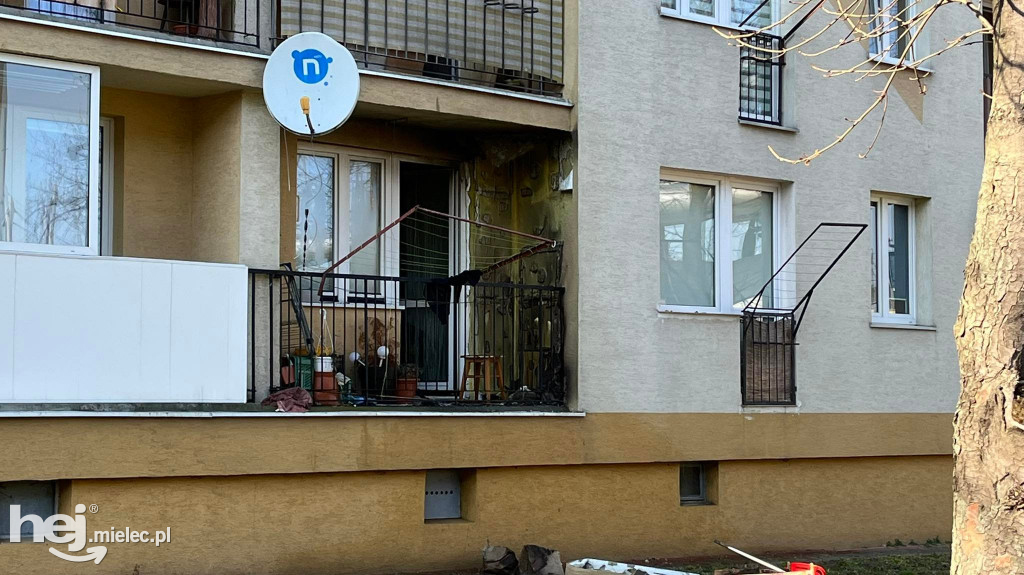 Pożar balkonu w centrum miasta