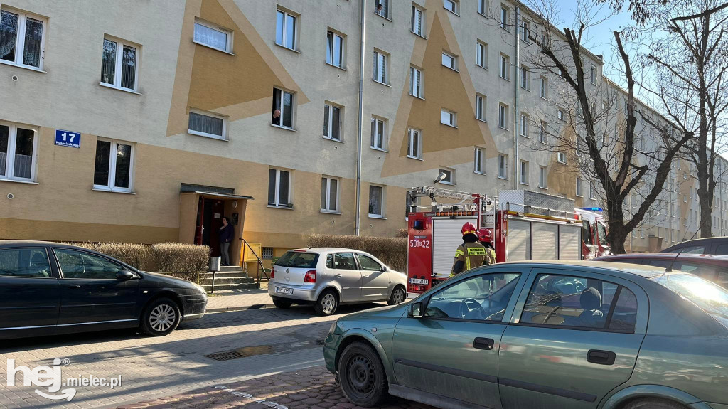 Pożar balkonu w centrum miasta