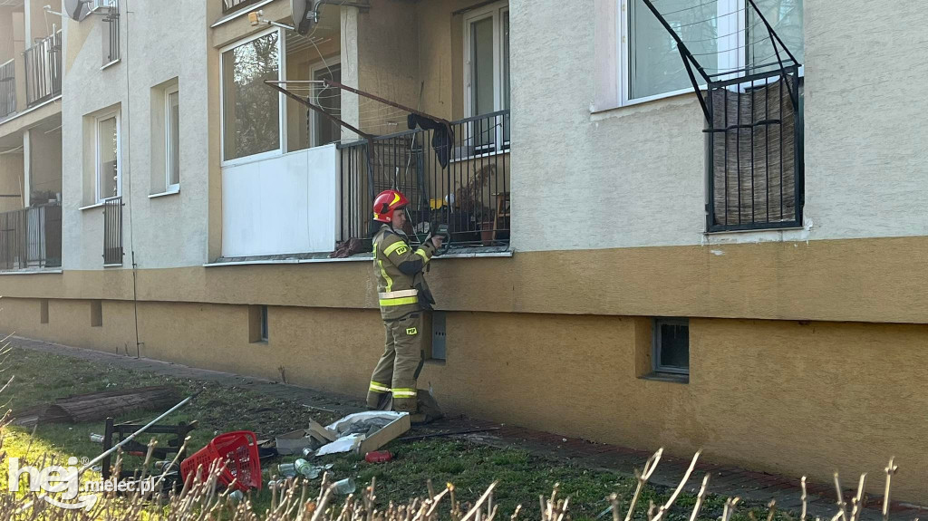 Pożar balkonu w centrum miasta