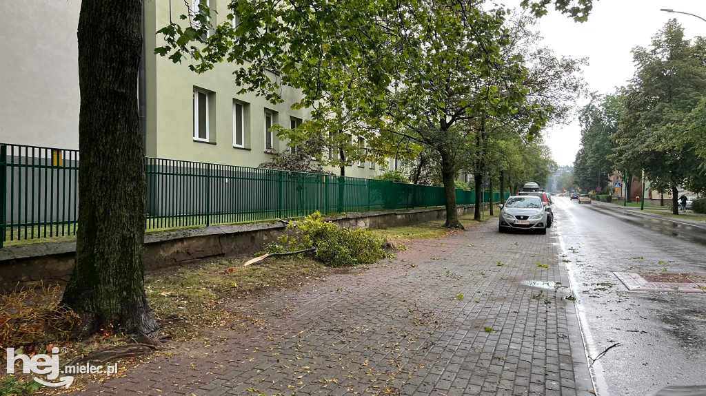 Powalone drzewa i podtopienia na terenie Mielca