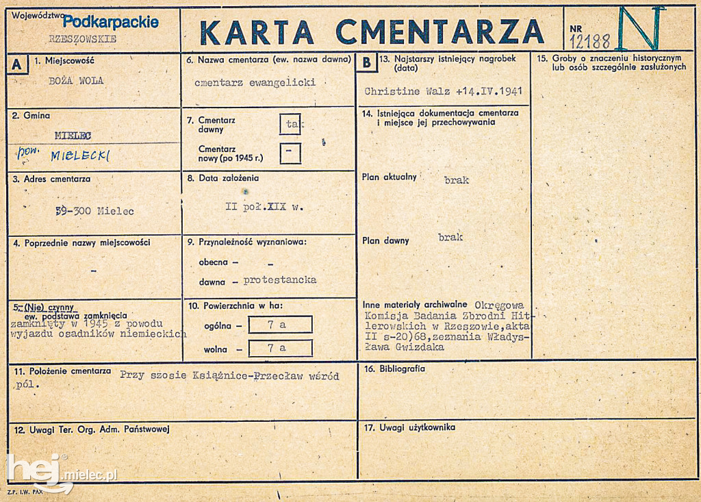 Cmentarz Ewangelicki w Bożej Woli