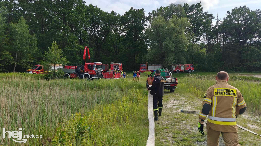 Ćwiczenia straży pożarnych na Stawach Cyranowskich
