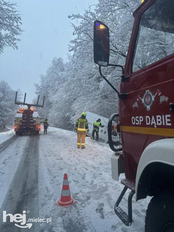 Mokry śnieg łamiący drzewa i śliskie drogi. Strażacy z powiatu z wezwaniami