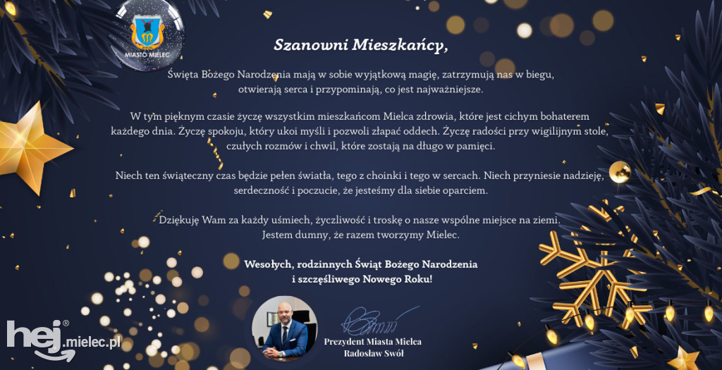 Świąteczne i noworoczne życzenia dla mielczan! Sprawdź od kogo!