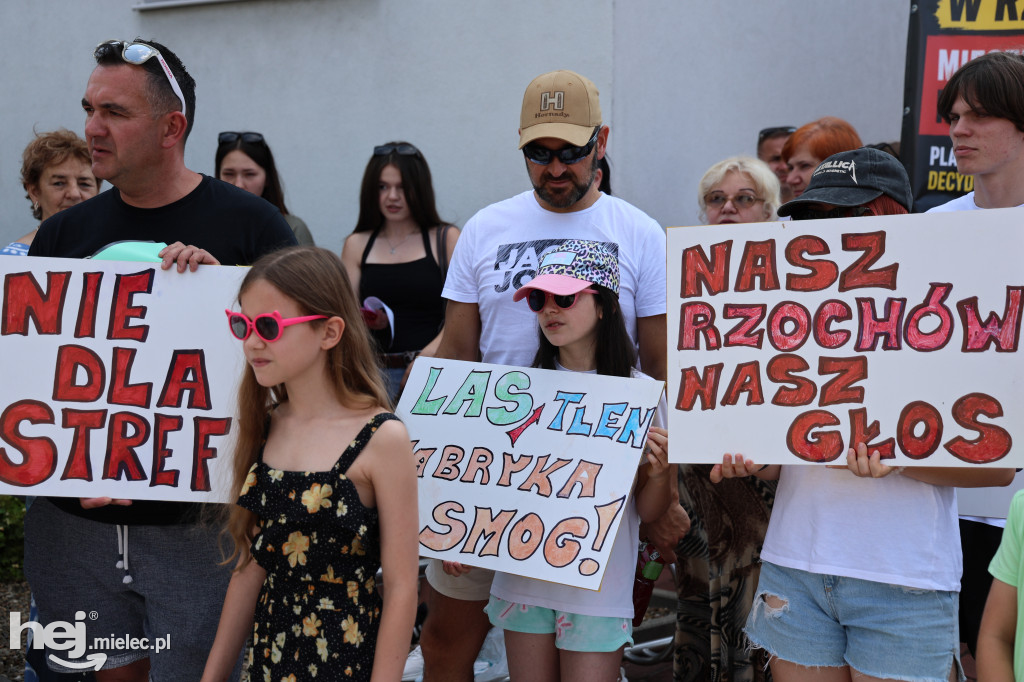 Pikieta mieszkańców Rzochowa przed budynkiem magistratu