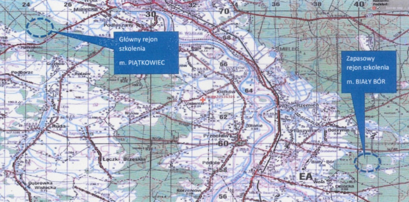 Mapa obszaru zaplanowanych ćwiczeń. 