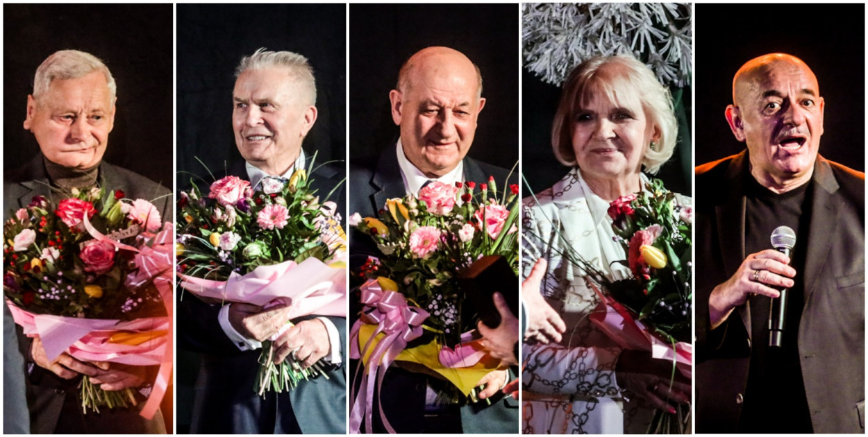 Od lewej: Stefan Rysak, Stanisław Dobrowolski, Stanisław Jeż, Halina Pietras, Marcin Daniec. Fot. Kacper Strykowski / hej.mielec.pl