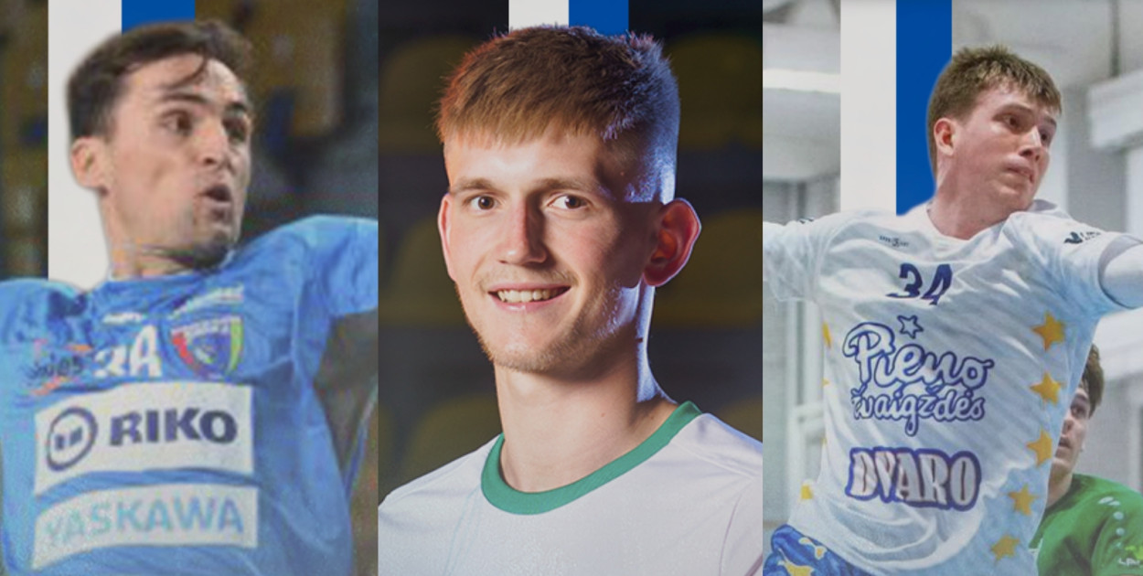 Od lewej: Tarik Kasumović, Maksim Krasouski, Andrii Kasai. Fot. za Handball Stal Mielec