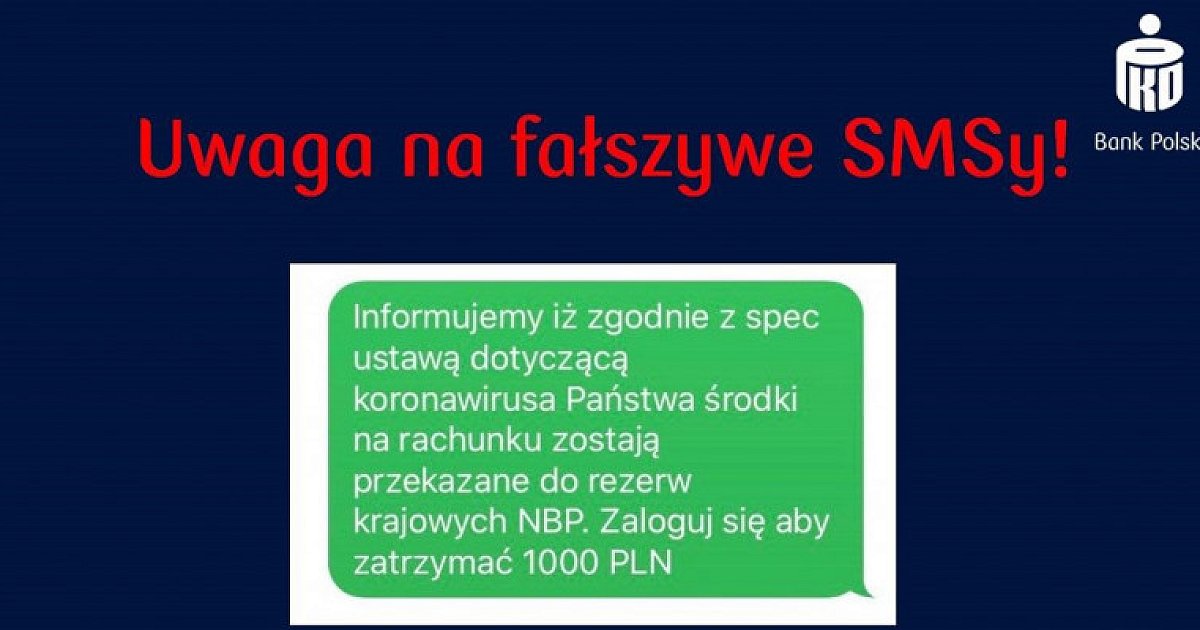Bank PKO BP ostrzega przed fałszywymi SMS-ami - hej.mielec.pl
