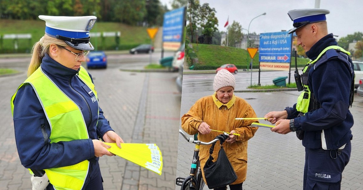 Policjanci wręczali odblaski seniorom. "Świeć przykładem" - HEJ.MIELEC.PL