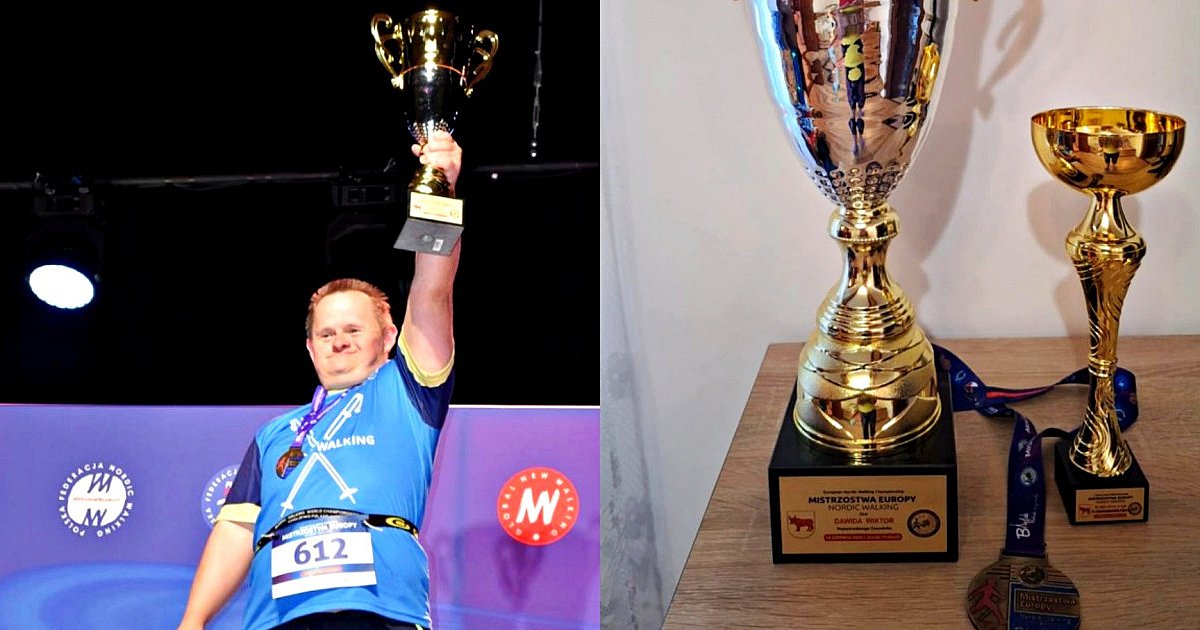 Dawid Wiktor na podium Mistrzostw Europy Nordic Walking - HEJ.MIELEC.PL