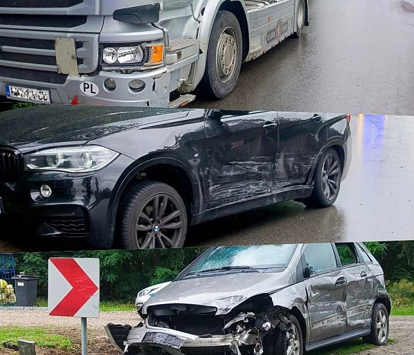 Zderzenie dwóch osobówek i ciągnika siodłowego-98697