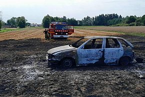 Pożar samochodu w polu. Policja wyjaśnia-99069