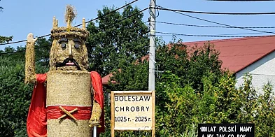 Słomiany postument króla Chrobrego stanął przy trasie Mielec – Kolbuszowa [FOTO]-99103