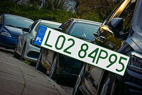 Tablice z zielonymi napisami na kolejnych autach. Nie chodzi o "elektryki"-103832