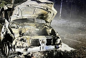 Pożar samochodu w śnieżycy. Interwencja służb