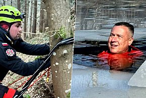 Dyrektor pogotowia w zamarzniętym stawie. Ekstremalne ćwiczenia ratowników