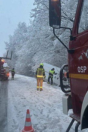 Mokry śnieg łamiący drzewa i śliskie drogi. Strażacy z powiatu z wezwaniami-13608