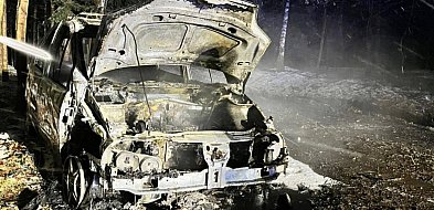 Pożar samochodu w śnieżycy. Interwencja służb