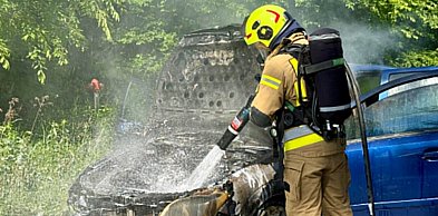 Płonący opel i szybka akcja strażaków